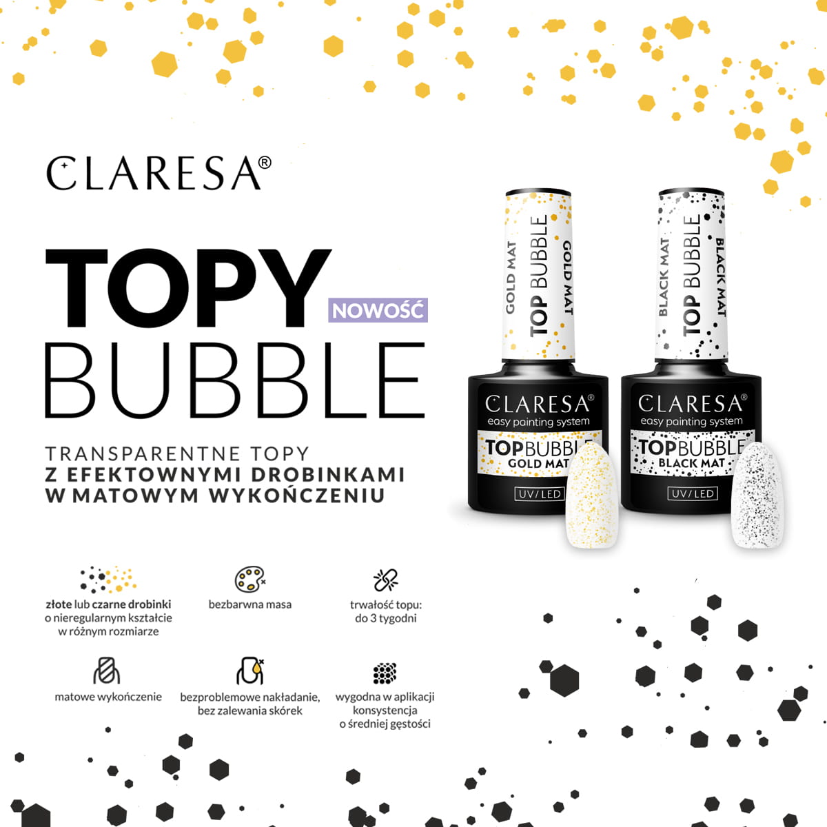 Claresa Top Bubble Black Matt No Wipe -5g