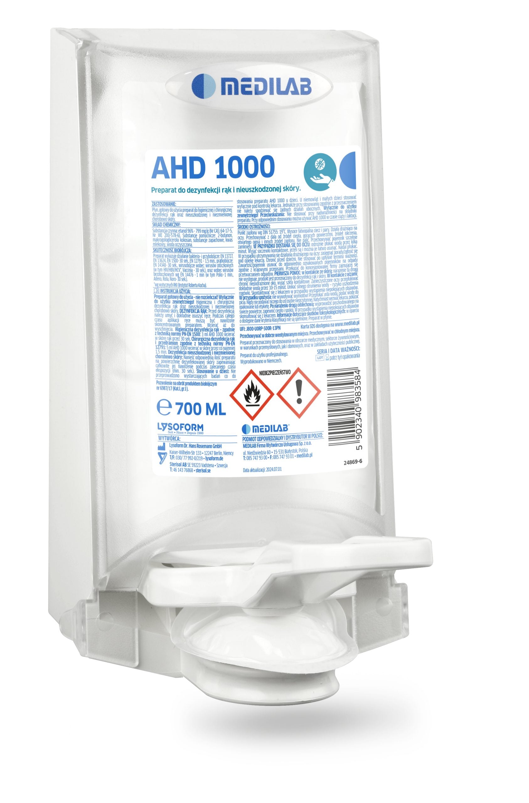 Medilab Zestaw Dozownik Sterisol Biały + 3x Sterisol 1000 AHD 700ml
