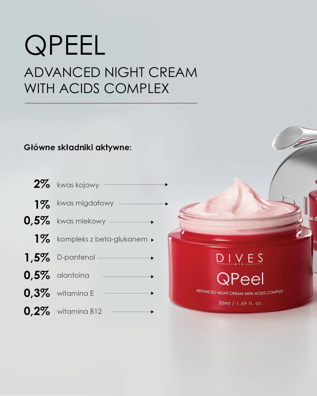 Dives Qpeel - Advanced Night Cream With Acids Complex Zaawansowany Krem Na Noc Z Kompleksem Kwasów 50ml