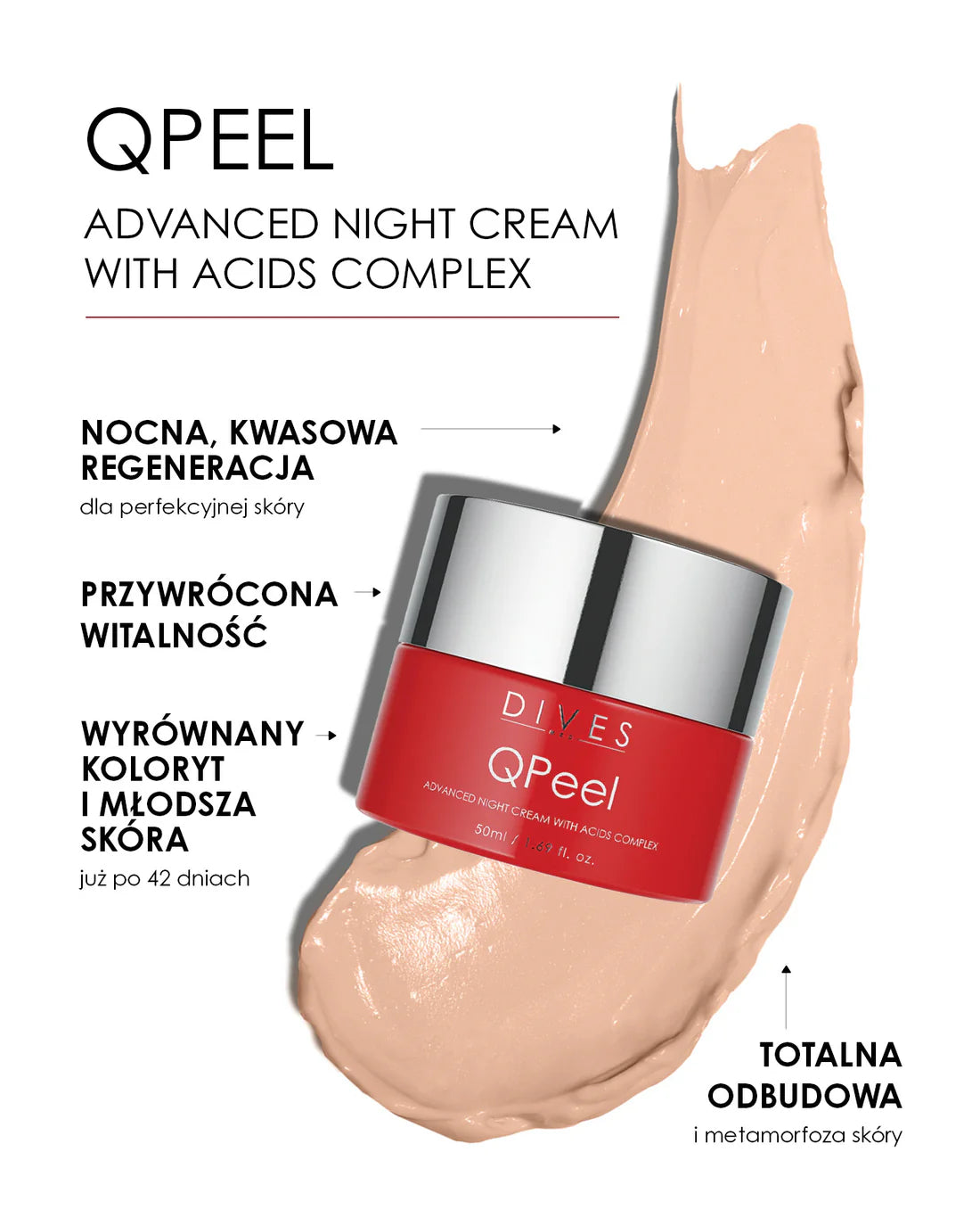 Dives Qpeel - Advanced Night Cream With Acids Complex Zaawansowany Krem Na Noc Z Kompleksem Kwasów 50ml