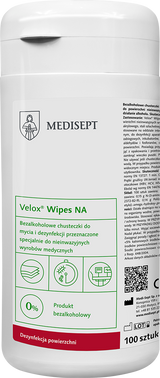 Velox Wipes NA - Bezalkoholowe Chusteczki do Dezynfekcji Tuba 100 szt.