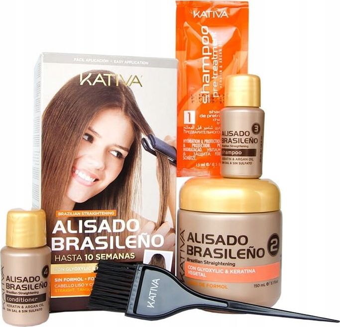 KATIVA Brazilian Straightening - Zestaw Keratynowy z Arganem Do Wygładzania i Prostowania Włosów