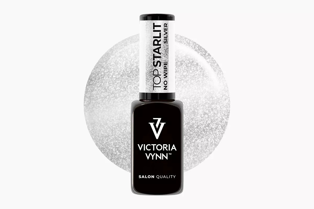 Victoria Vynn GEL POLISH TOP Starlit Silver No Wipe top hybrydowy ze srebrnymi drobinkami 8 ml