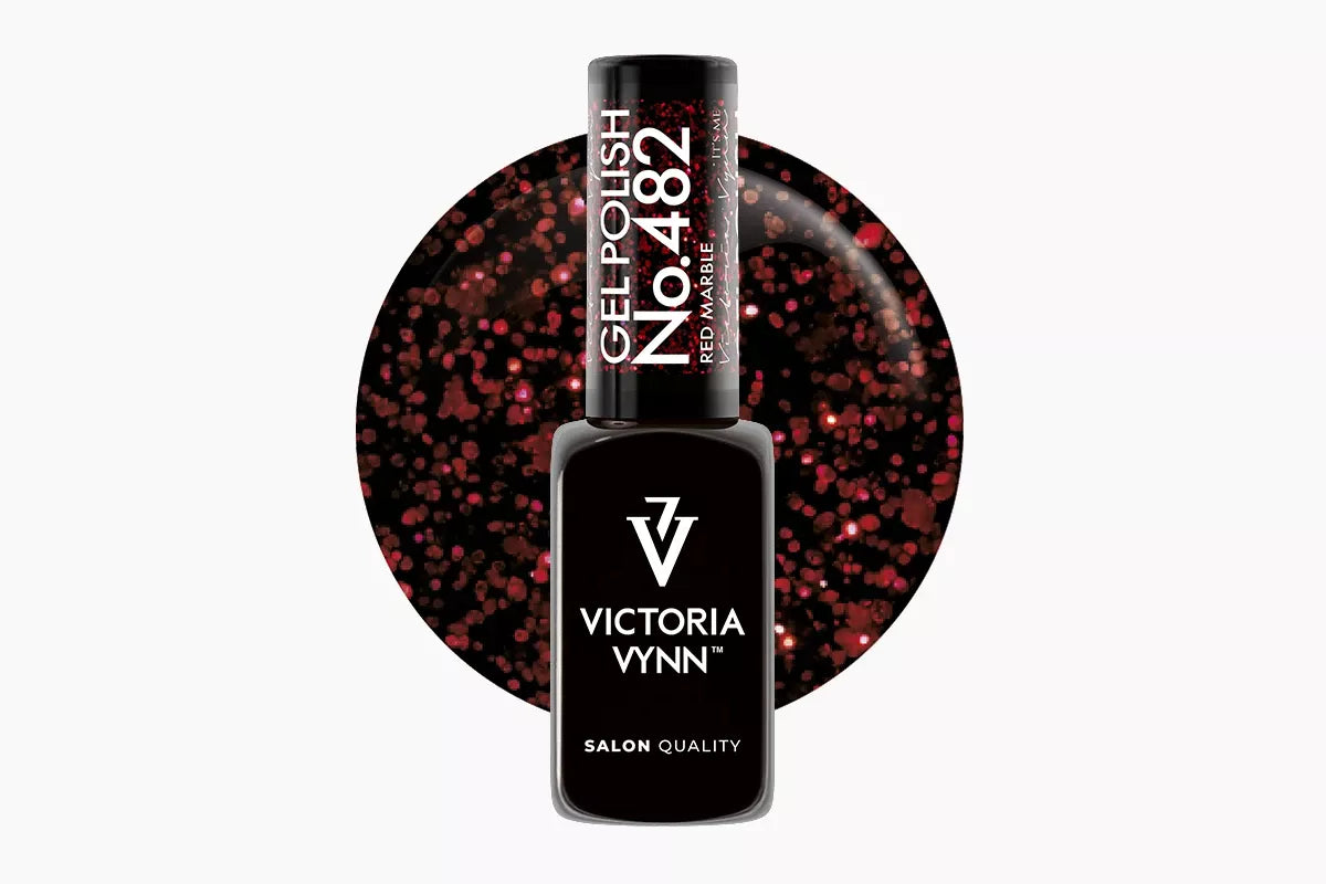 Victoria Vynn Lakier Hybrydowy 482 Red Marble Czerwony z Drobinkami 8 ml