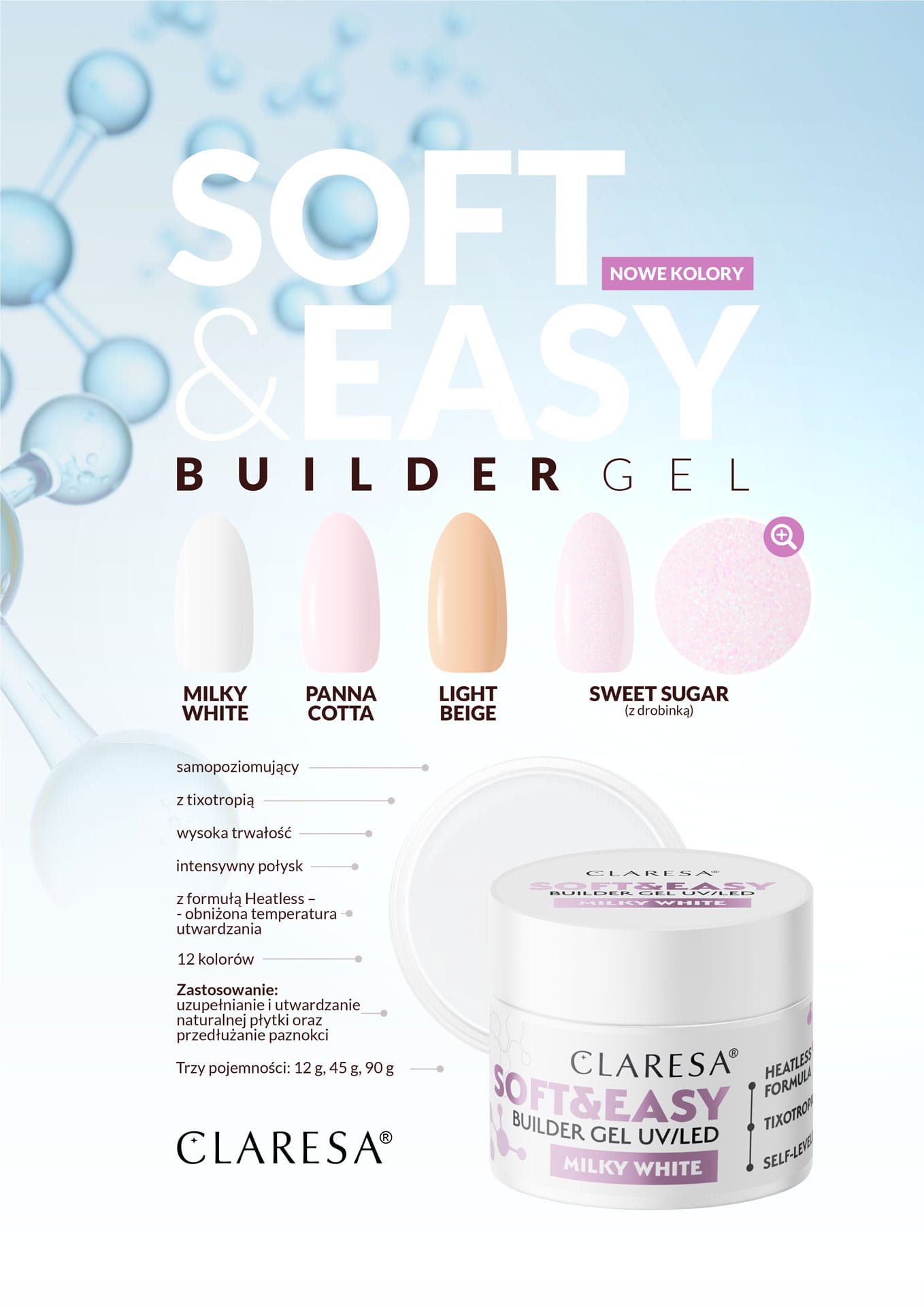 Claresa - Żel budujący SOFT&EASY Builder Gel Light Beige 90g