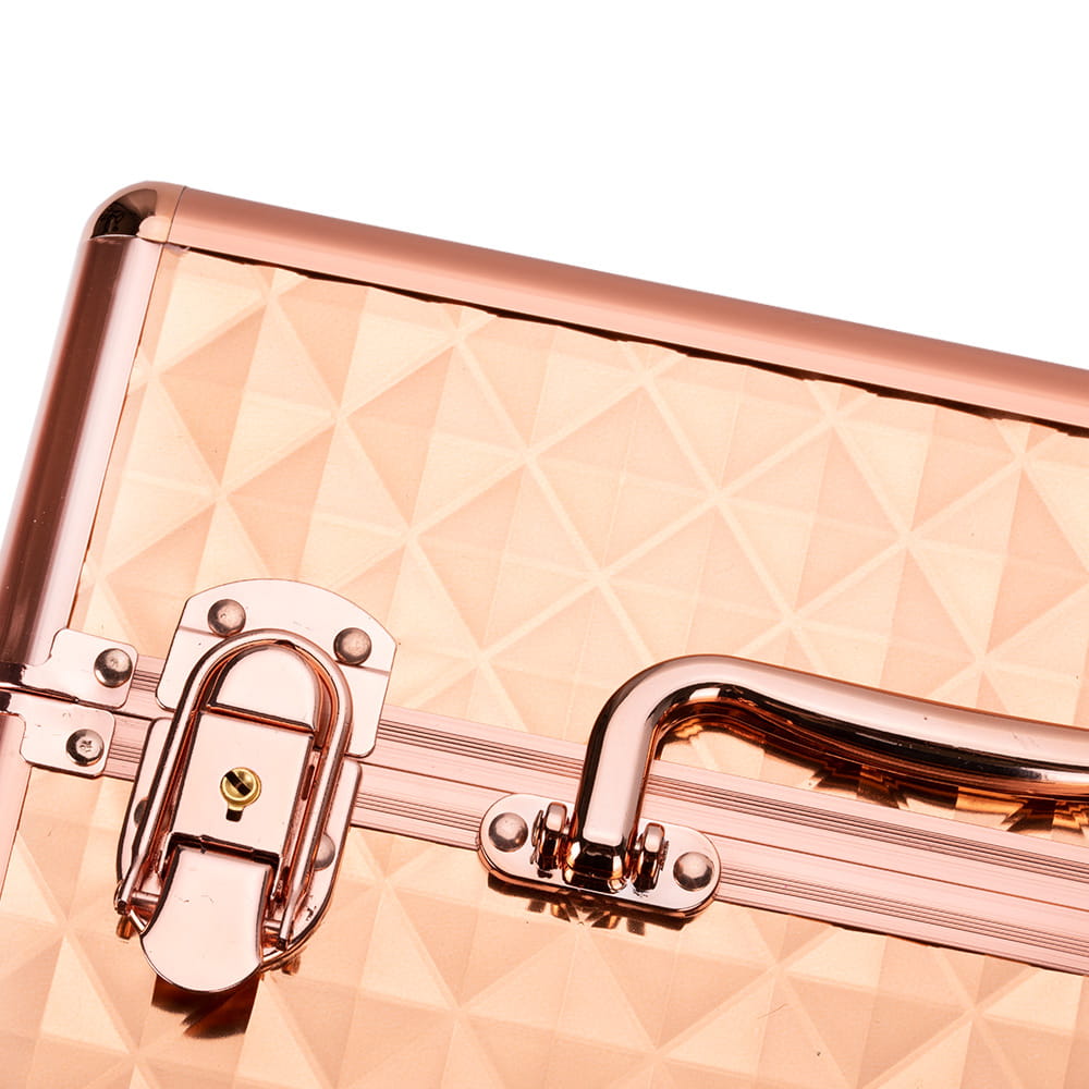 Kuferek Kosmetyczny M Na Lakiery Diamond 3D Rose Golden Okucia Rose Golden