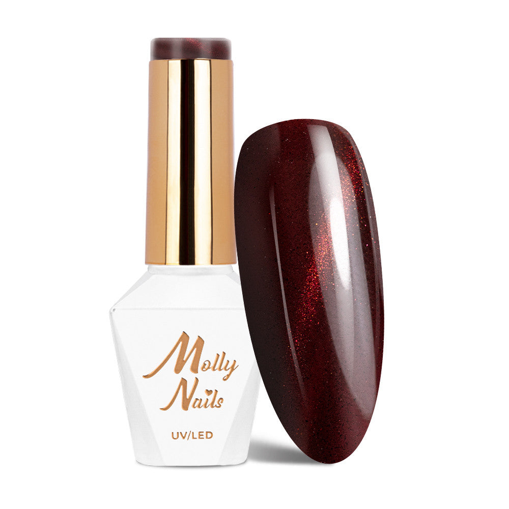 Molly Nails Lakier Hybrydowy LED/UV Gel Polish Reds Cat Eye Red Nr 235 HEMA/Di-HEMA Free 8g