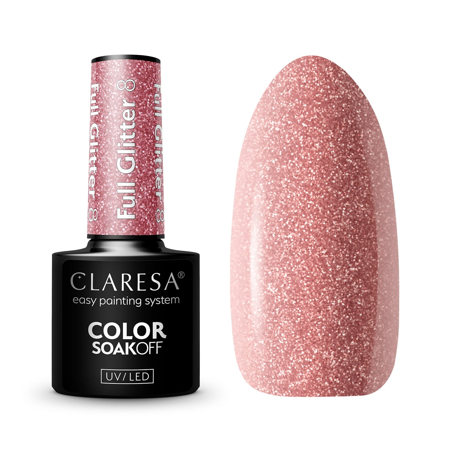 Claresa - Lakier hybrydowy FULL GLITTER 8 -5g