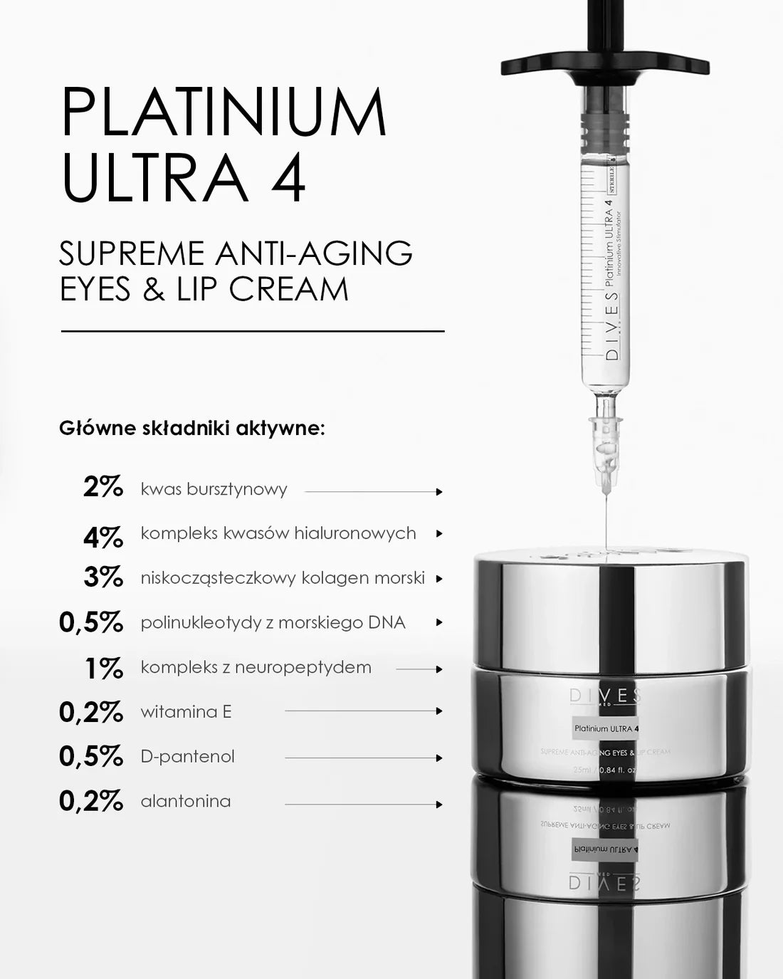 Dives Platinium Ultra 4 - Supreme Anti-Aging Eyes & Lip Cream 25ml