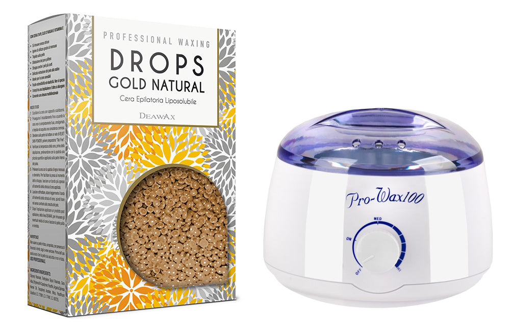 Zestaw Do Depilacji Pro Wax + Drops Gold Natural 800g