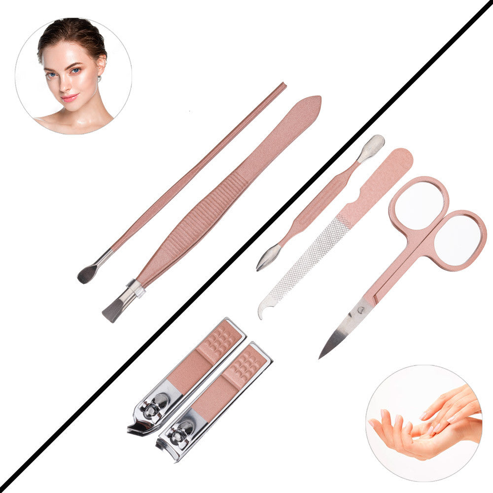Zestaw 7 Akcesoriów Kosmetycznych Do Manicure, Pedicure i Zabiegów Na Twarz w Etui Korkowym CC023