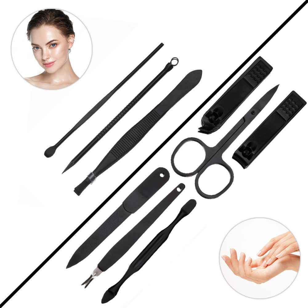 Zestaw 9 Akcesoriów Kosmetycznych Do Manicure, Pedicure i Regulacji Brwi w Korkowym Etui CC044