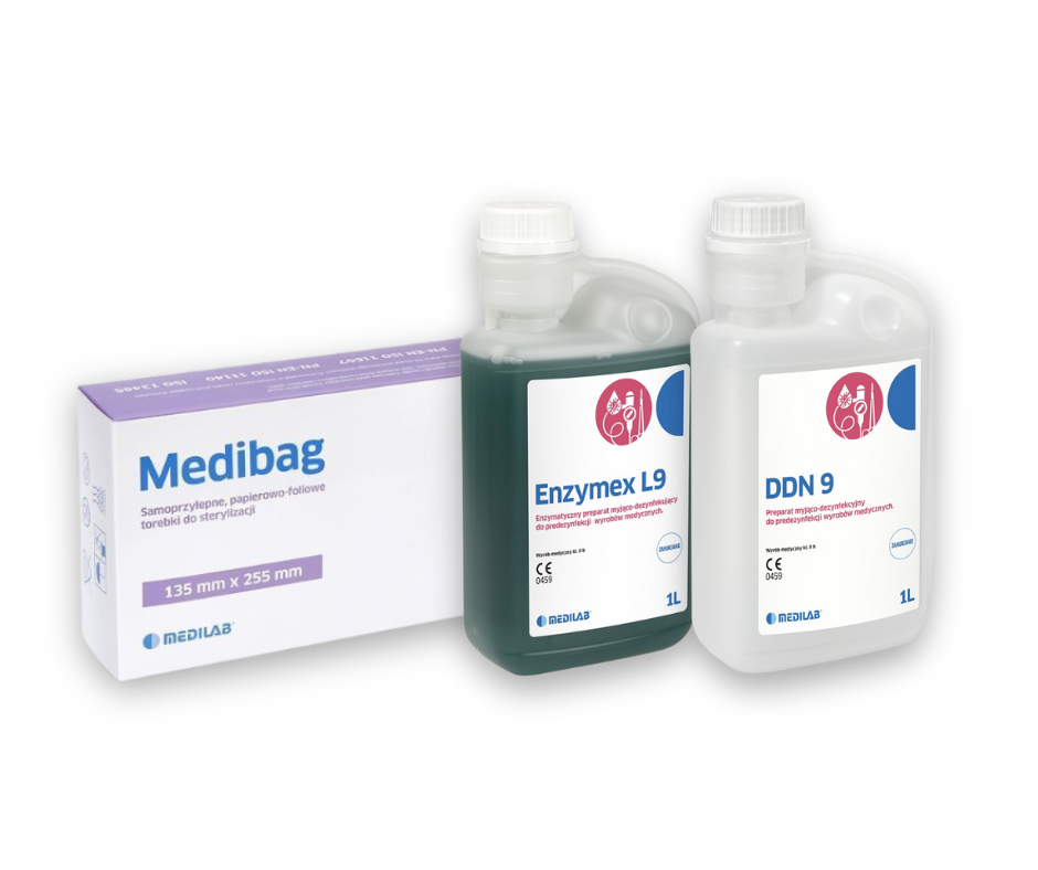 Medilab Zestaw Torebki Do Sterylizacji 135 x 255 + Enzymex L9 + DDN 9