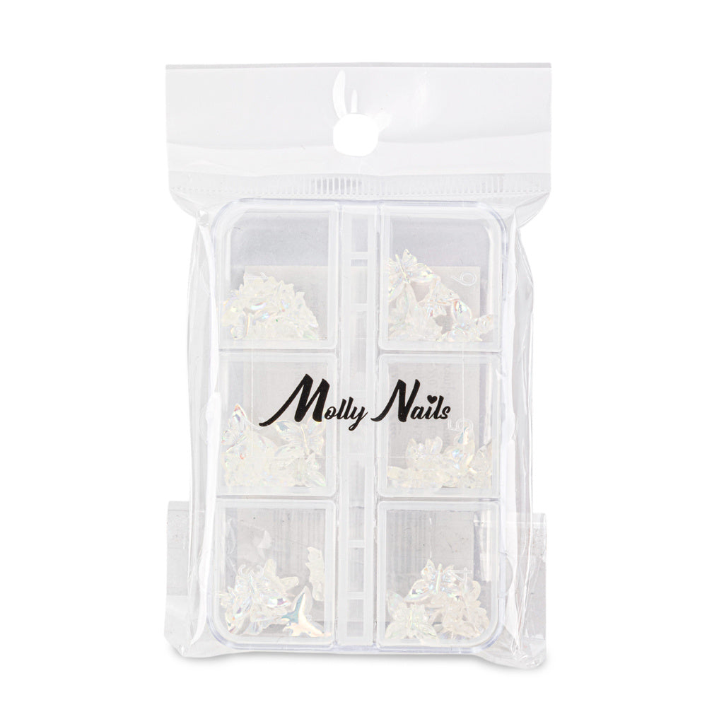 Molly Nails Kasetka z ozdobami motylki 3D 36 sztuk
