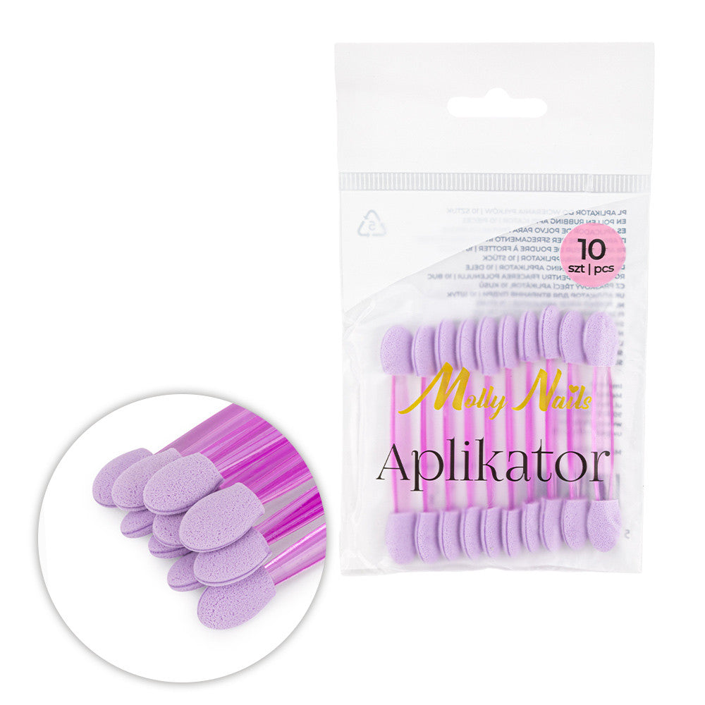 Molly Nails Aplikator Pacynka Do Wcierania Pyłków Fioletowy 10 Szt