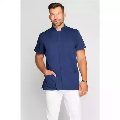 Bluza medyczna męska ze stójką granatowa