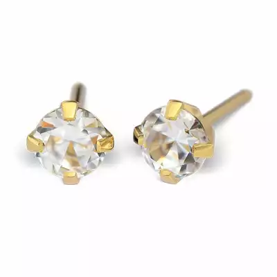 Kolczyk 5mm Cubic Zirconia w pazurkach kolor złoty 7521-0100