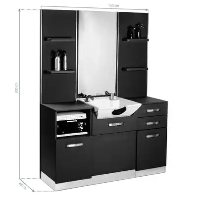 Gabbiano Friseurkonsole mit Waschbecken B085 Schwarz