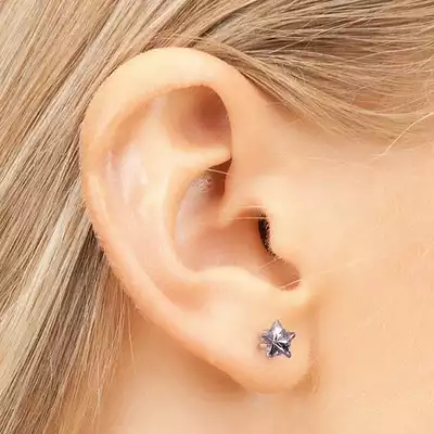 System75 Kolczyk Różowa Cubic/Zirconia Szlif Gwiaździsty 5mm