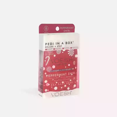 VOESH Peppermint Swirl Pedi In A Box Deluxe Zestaw Do Pedicure 4 Kroki