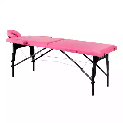 Folding wooden massage table Komfort Activ Fizjo 2 segment pink black wood