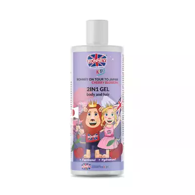 Ronney Kids On Tour To Japan - Delikatny Żel Do Mycia Włosów I Ciała 2w1 O Zapachu Wiśniowym 300 Ml