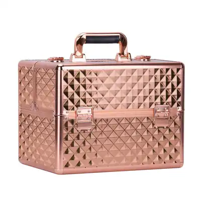 Kuferek Kosmetyczny XL Na Lampę 36W Diamond 3D Rose Golden Okucia Rose Golden