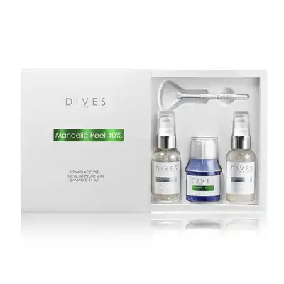 Dives Zestaw Mandelic Peel 40% Całoroczny Peeling Na Bazie Kwasu Migdałowego Do Powierzchownej Rewitalizacji Skóry