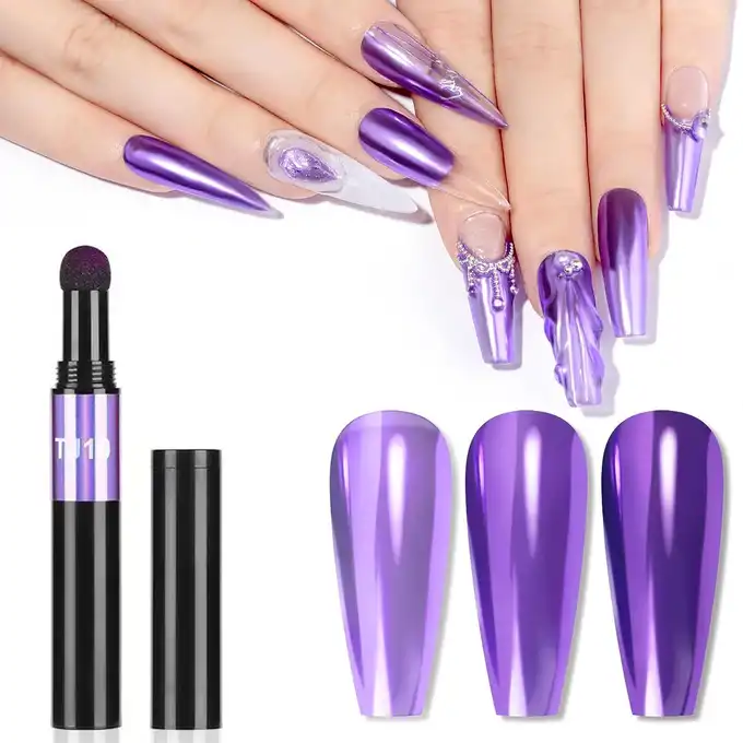 Nail Powder in Pen Chrome Effect Mirror Effect Violet TJ-10