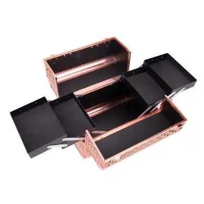 Kuferek Kosmetyczny L Fryzjerski Na Lampę Diamond 3D Rose Golden Okucia Rose Golden