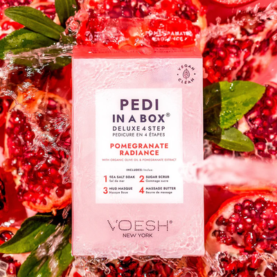 VOESH Pomegranate Radiance Pedi In A Box Deluxe Zestaw Do Pedicure 4 Kroki