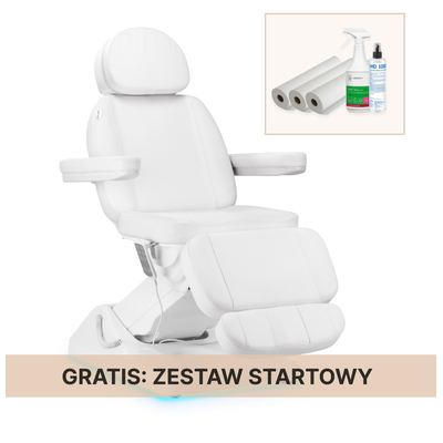 Elektryczny fotel kosmetyczny SILLON Luxury 3 silniki biały