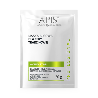 Apis Acne-Stop Maska Algowa Dla Cery Trądzikowej Z Bambusem, Zieloną Herbatą I Czarnym Błotem Z Morza Martwego / 20 G