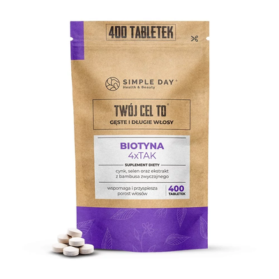Twój Cel To Biotyna 4xTAK Z Naturalnym Krzemem Suplement Diety Na Włosy, Skórę I Paznokcie 400 Tabletek