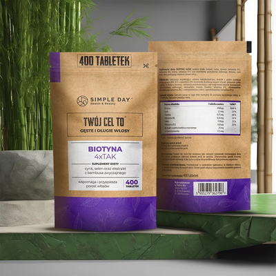 Twój Cel To Biotyna 4xTAK Z Naturalnym Krzemem Suplement Diety Na Włosy, Skórę I Paznokcie 400 Tabletek