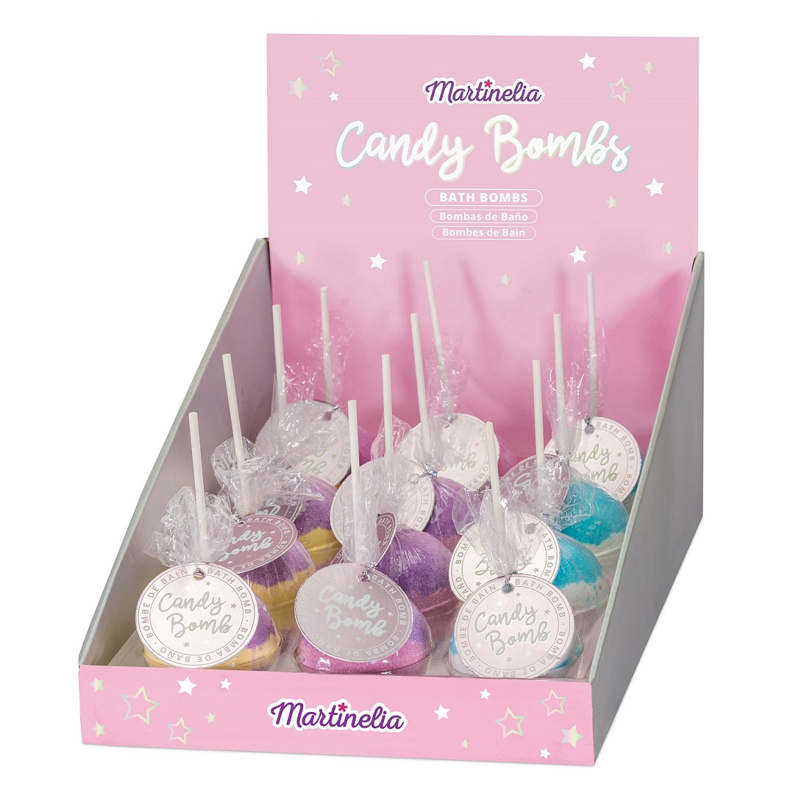 Sparkling bath ball on a stick Candy Bomb 100g - Strawberry