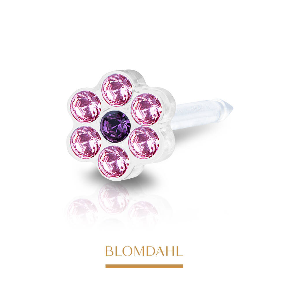 Blomdahl Kolczyk Daisy Light Rose/ Amethyst 5mm